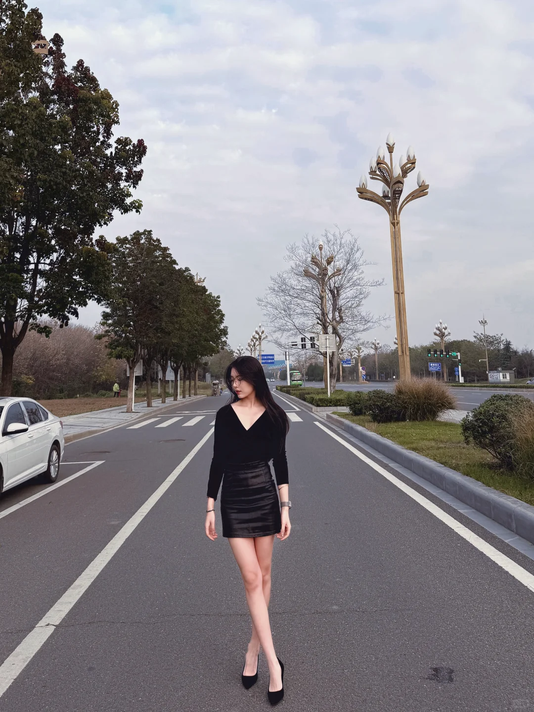 169/53kg 御姐黑色系穿搭