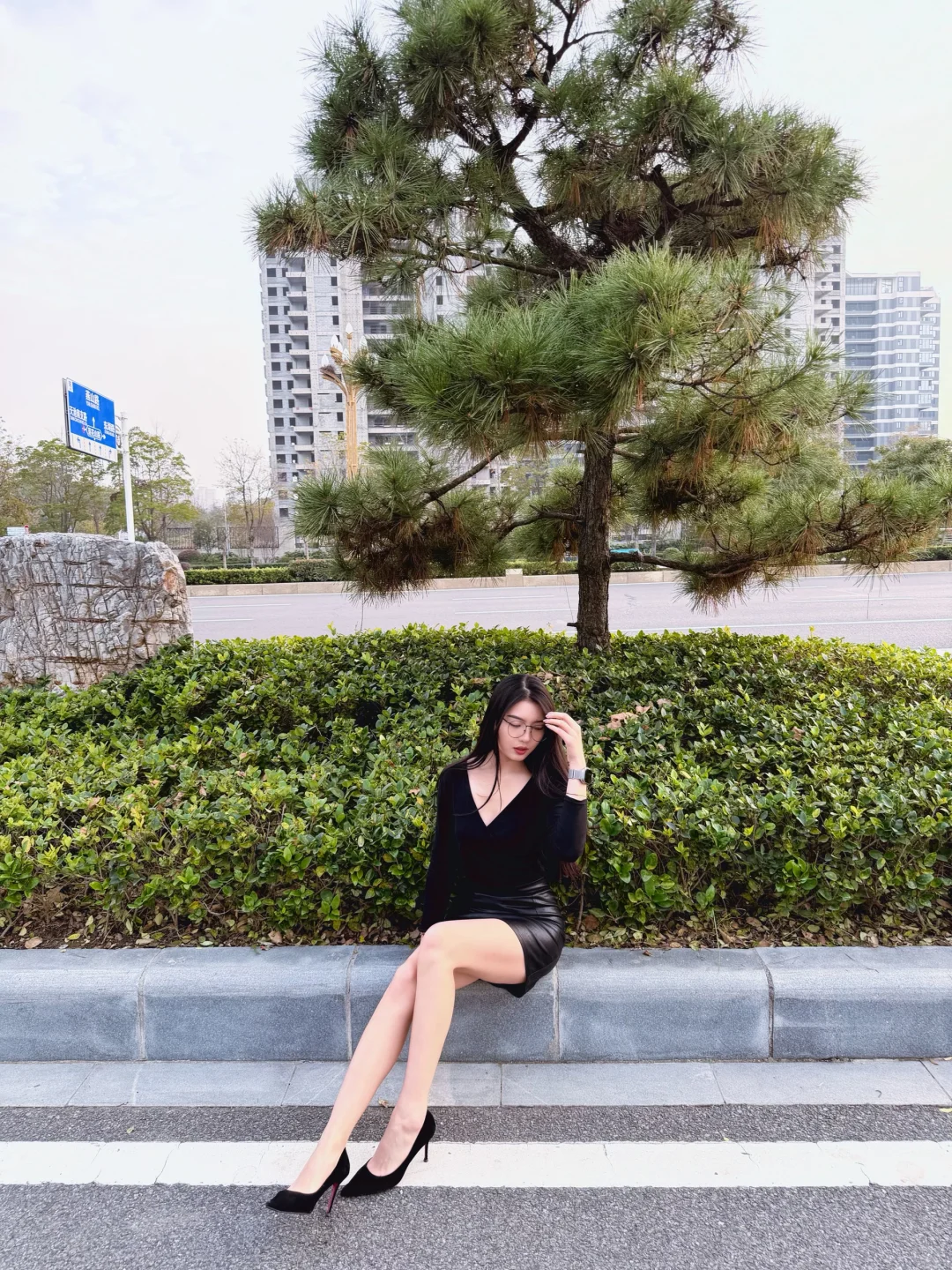 169/53kg 御姐黑色系穿搭