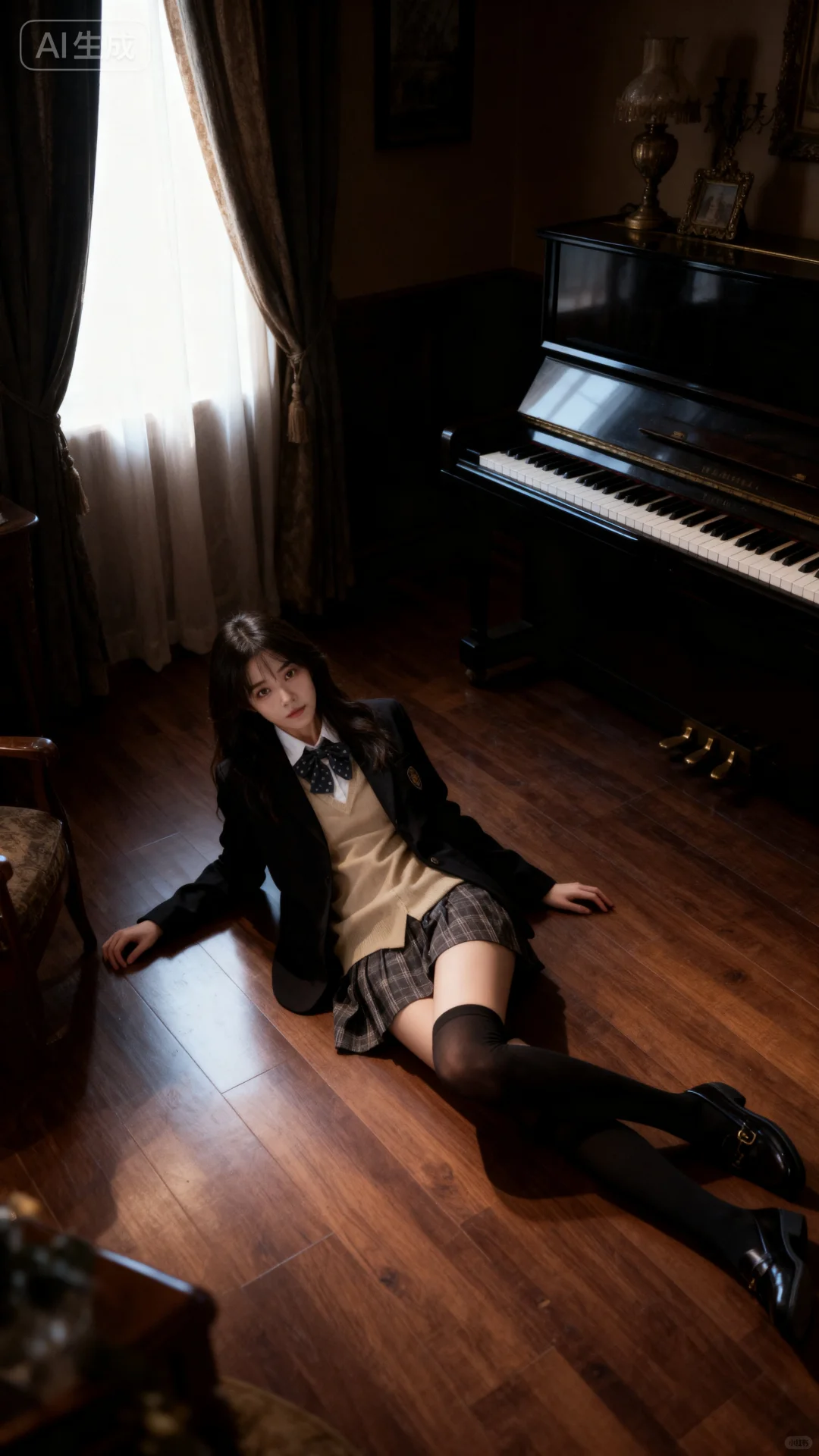 钢琴教室拍的jk写真，氛围感绝了！❤️