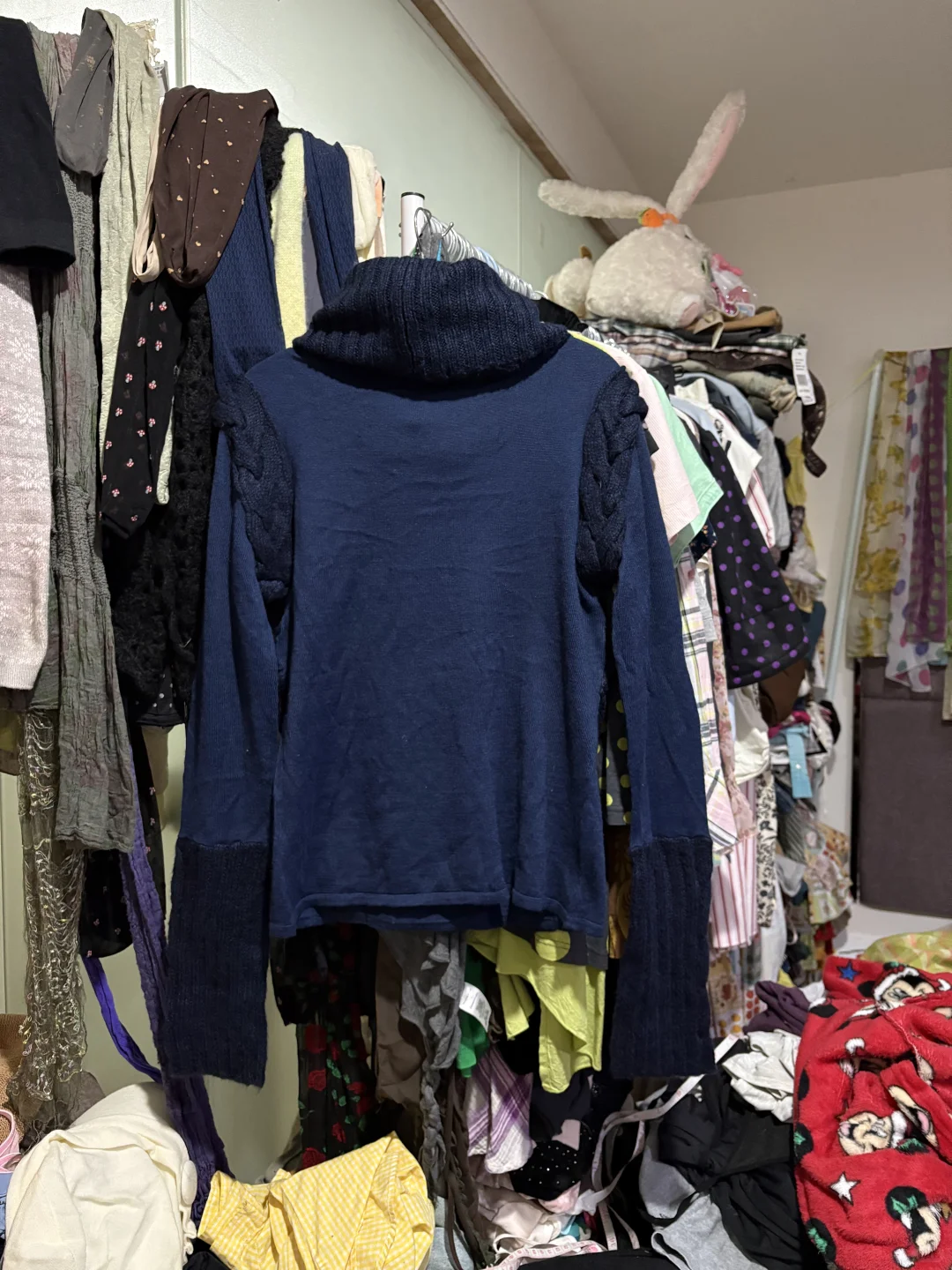 千禧辣妹y2k亚文化 堆堆领麻花拼接款打底