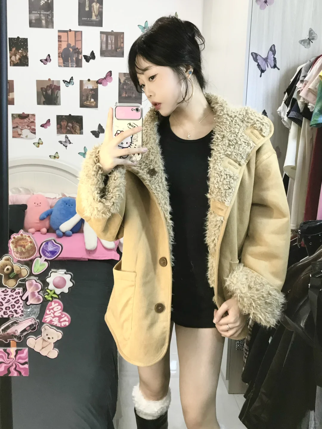 168|110 羊羔毛外套➕骑士靴～冬季辣妹穿搭