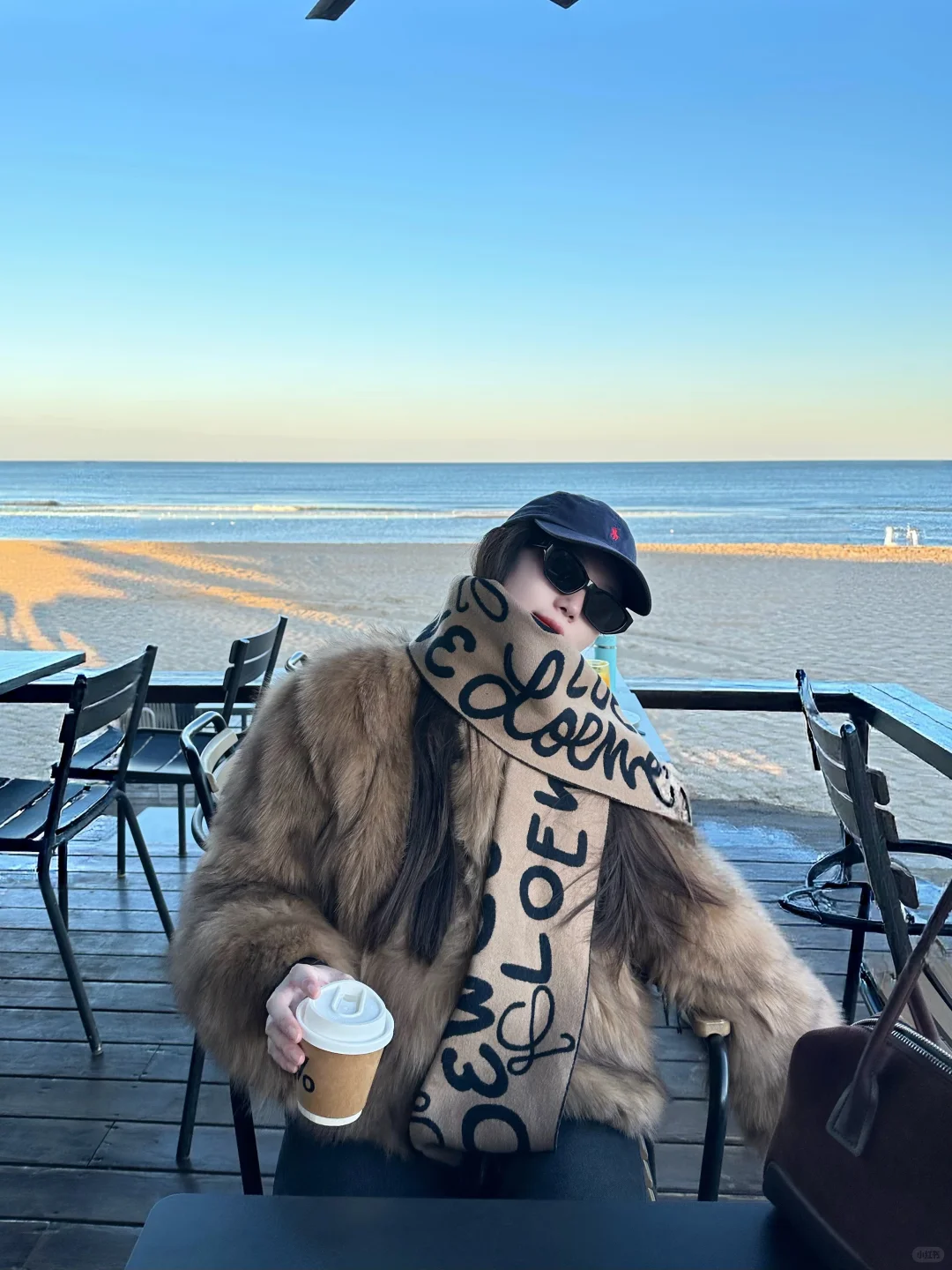 170 125斤微胖穿搭｜冬天的海边咖啡☕️