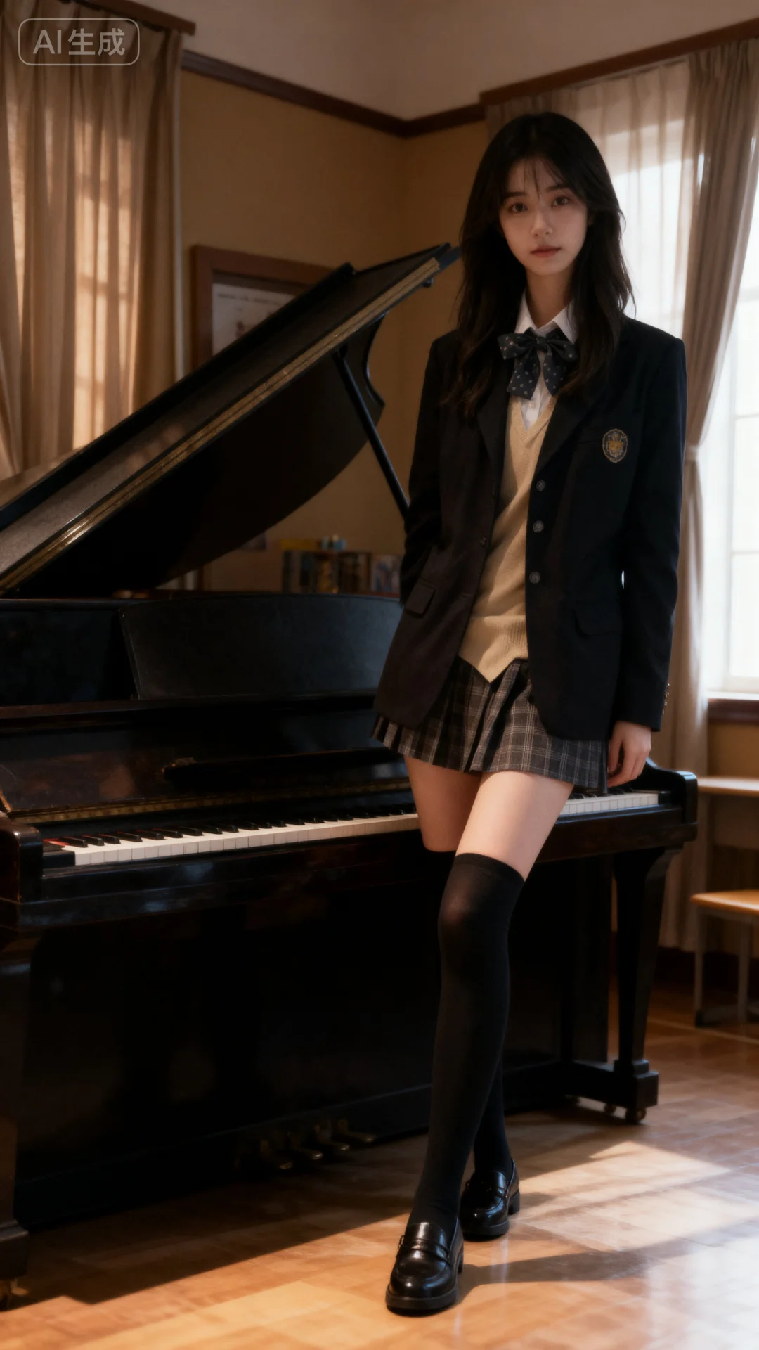 钢琴教室拍的jk写真，氛围感绝了！❤️