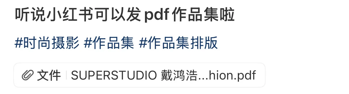 听说小红书可以发pdf作品集啦