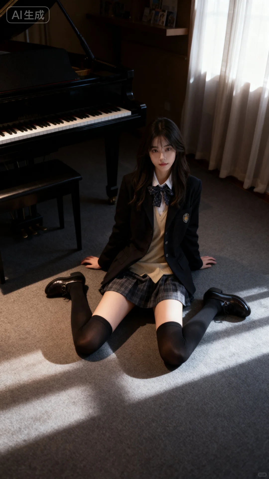 钢琴教室拍的jk写真，氛围感绝了！❤️