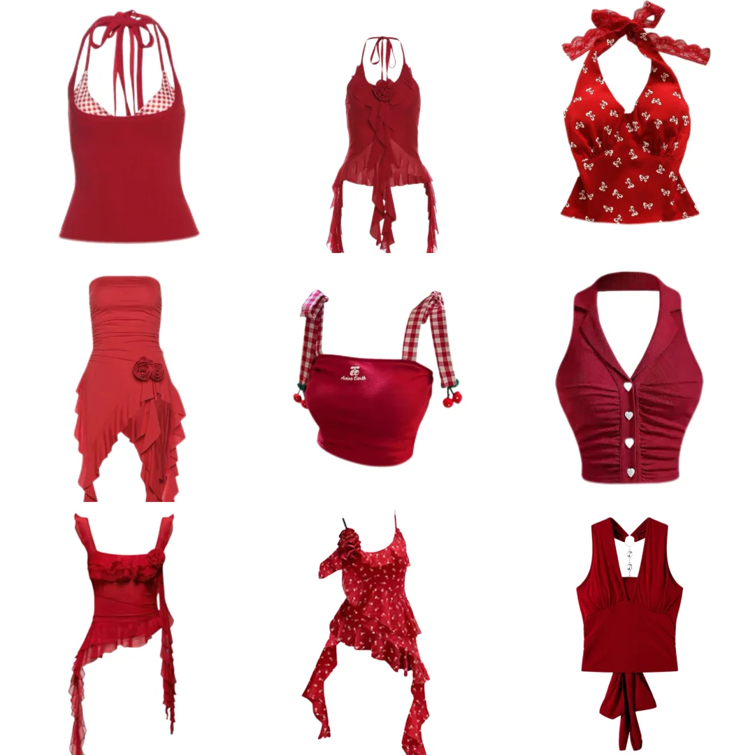 红色辣妹吊带合集❤️❤️你的电子衣橱！