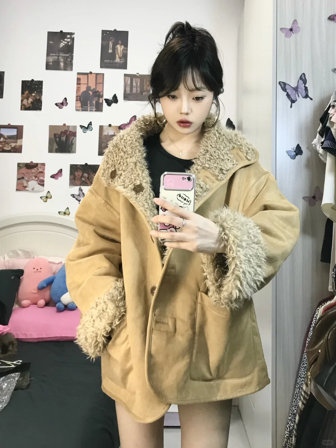 168|110 羊羔毛外套➕骑士靴～冬季辣妹穿搭