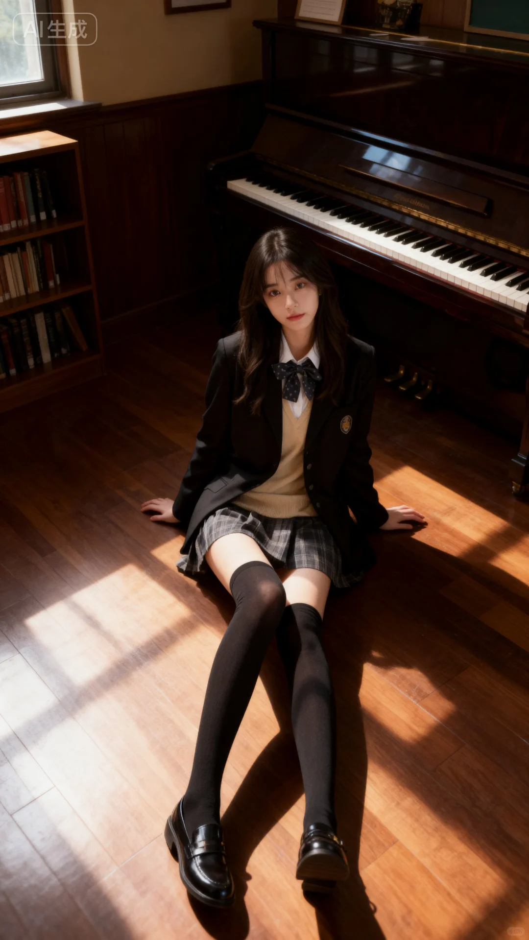 钢琴教室拍的jk写真，氛围感绝了！❤️