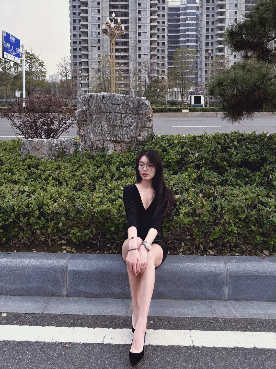 169/53kg 御姐黑色系穿搭