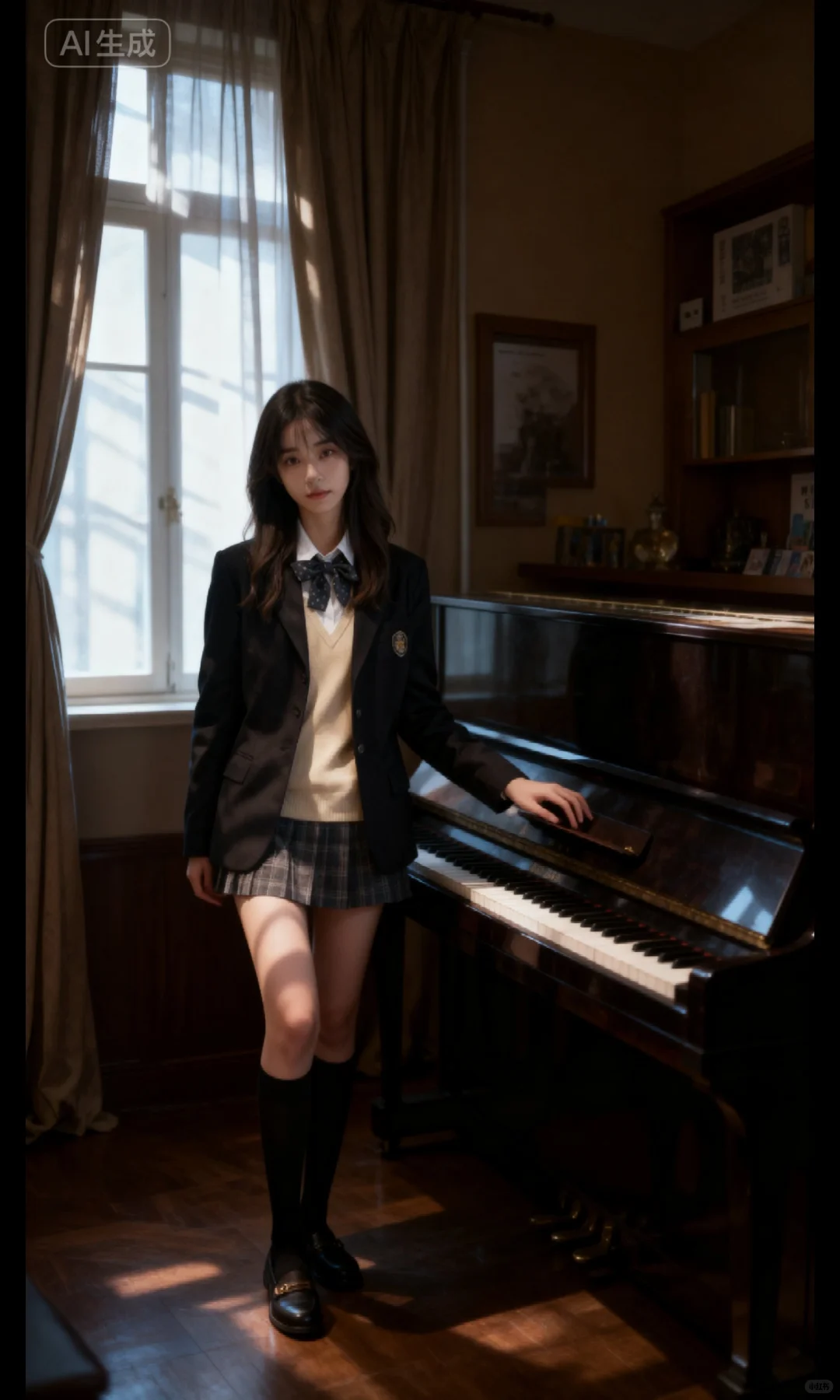 钢琴教室拍的jk写真，氛围感绝了！❤️