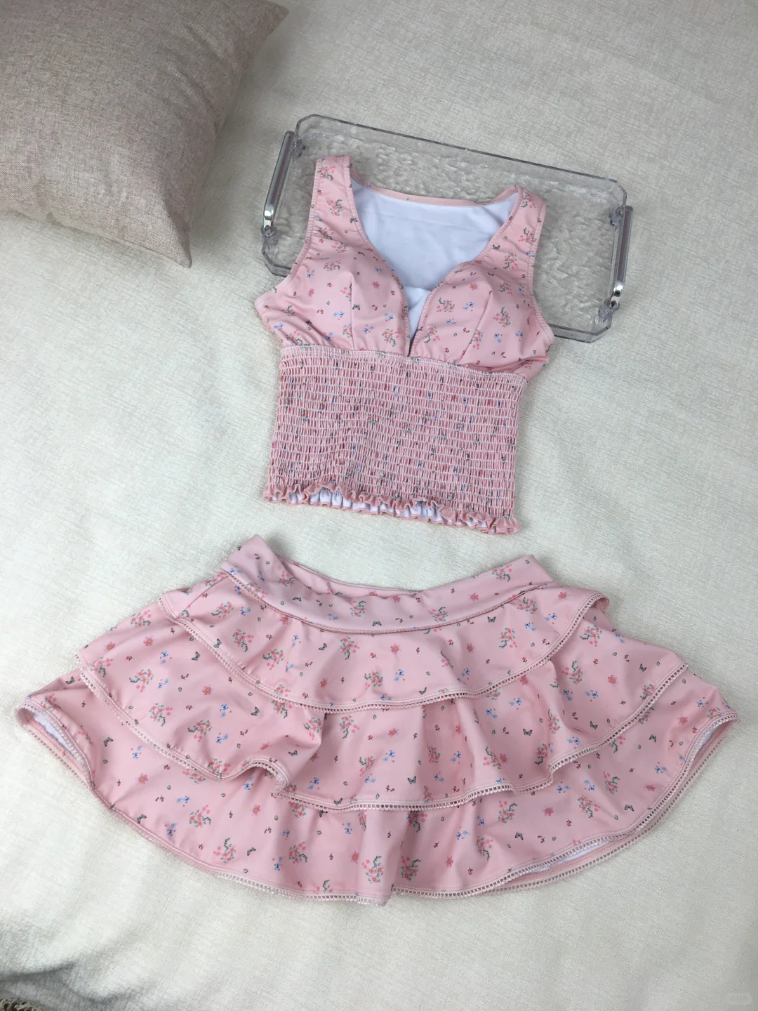 甜妹私汤OOTD♨️这套分体泳衣美到没有上限🌸