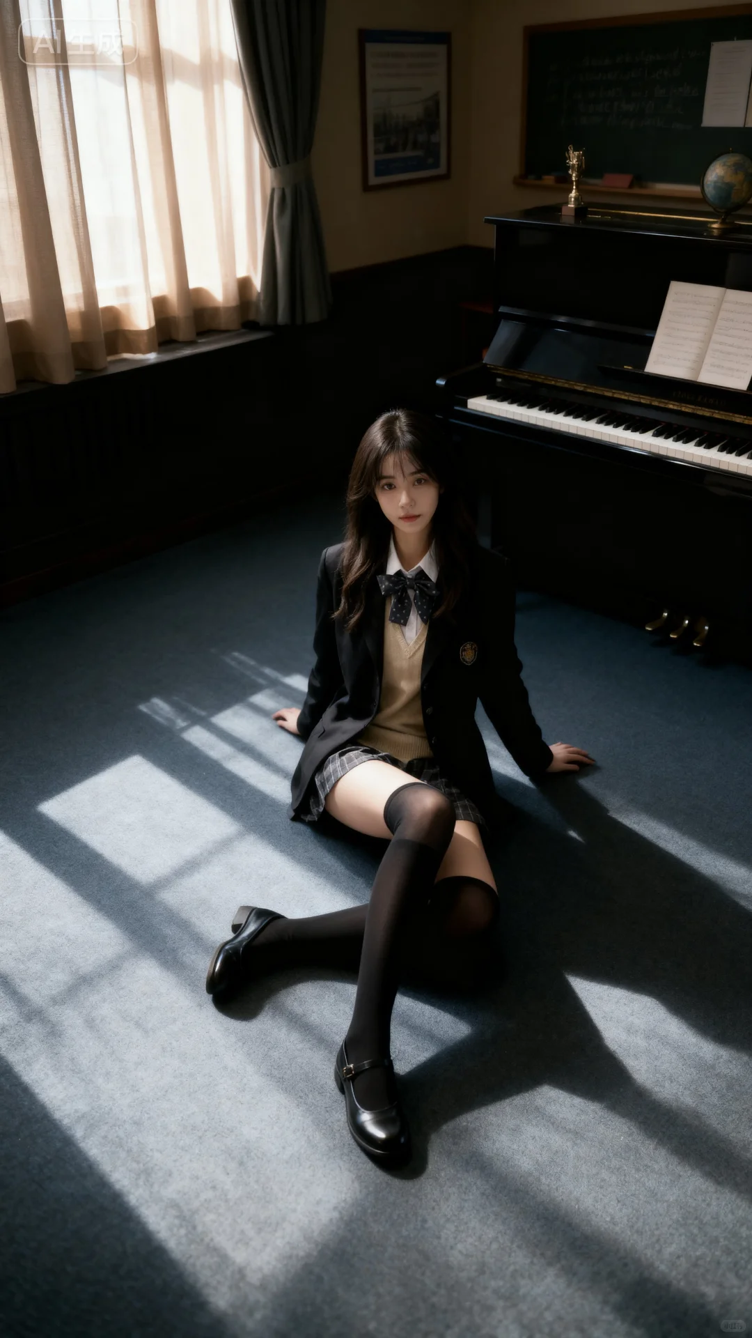 钢琴教室拍的jk写真，氛围感绝了！❤️