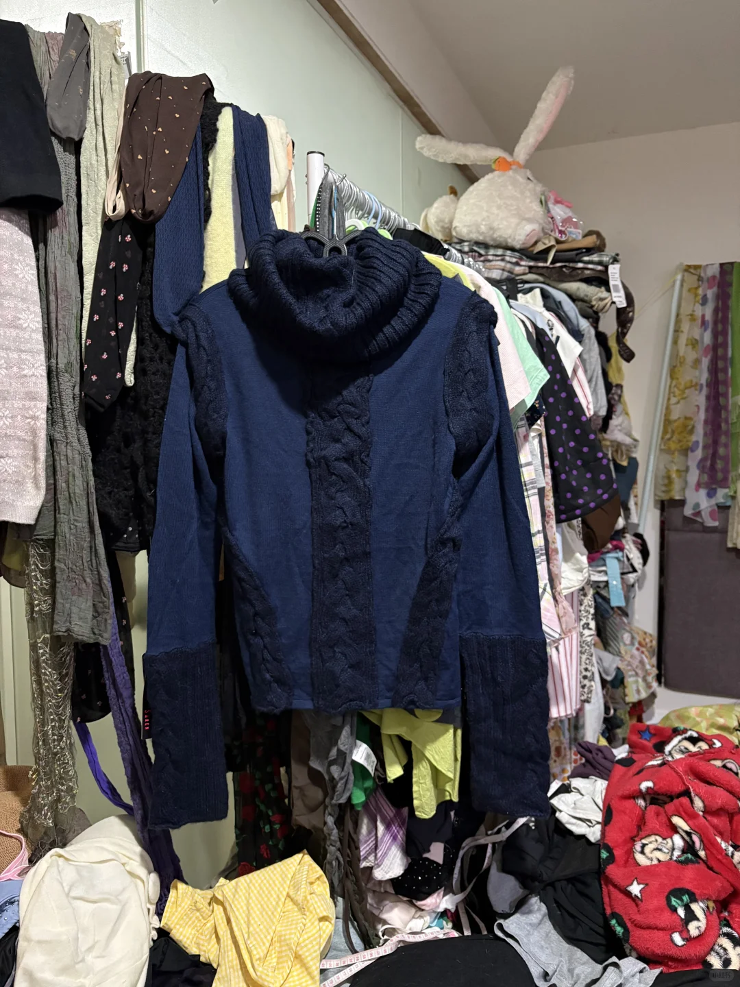 千禧辣妹y2k亚文化 堆堆领麻花拼接款打底