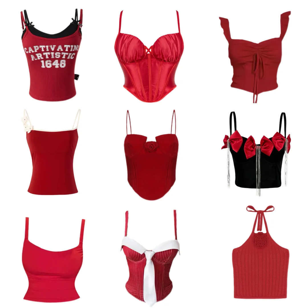 红色辣妹吊带合集❤️❤️你的电子衣橱！