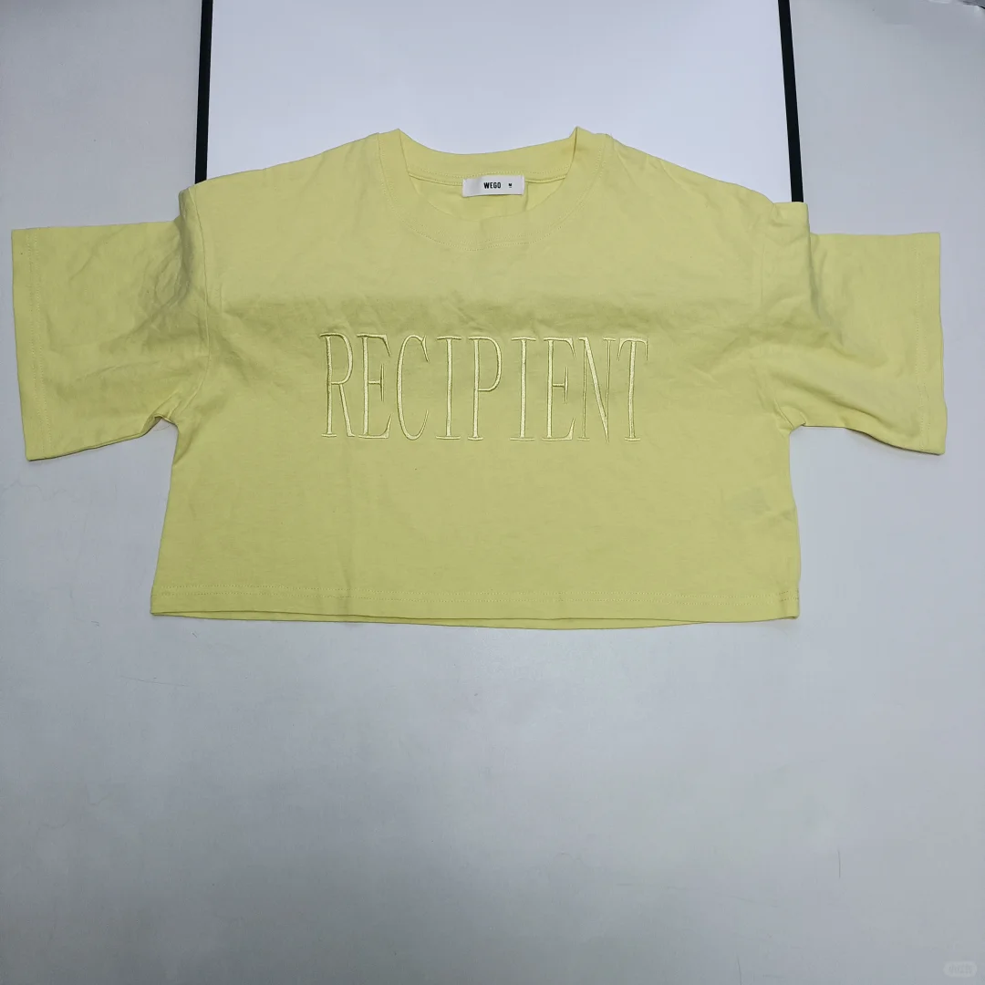 字母刺绣纯棉超短辣妹等短袖T恤外贸尾单