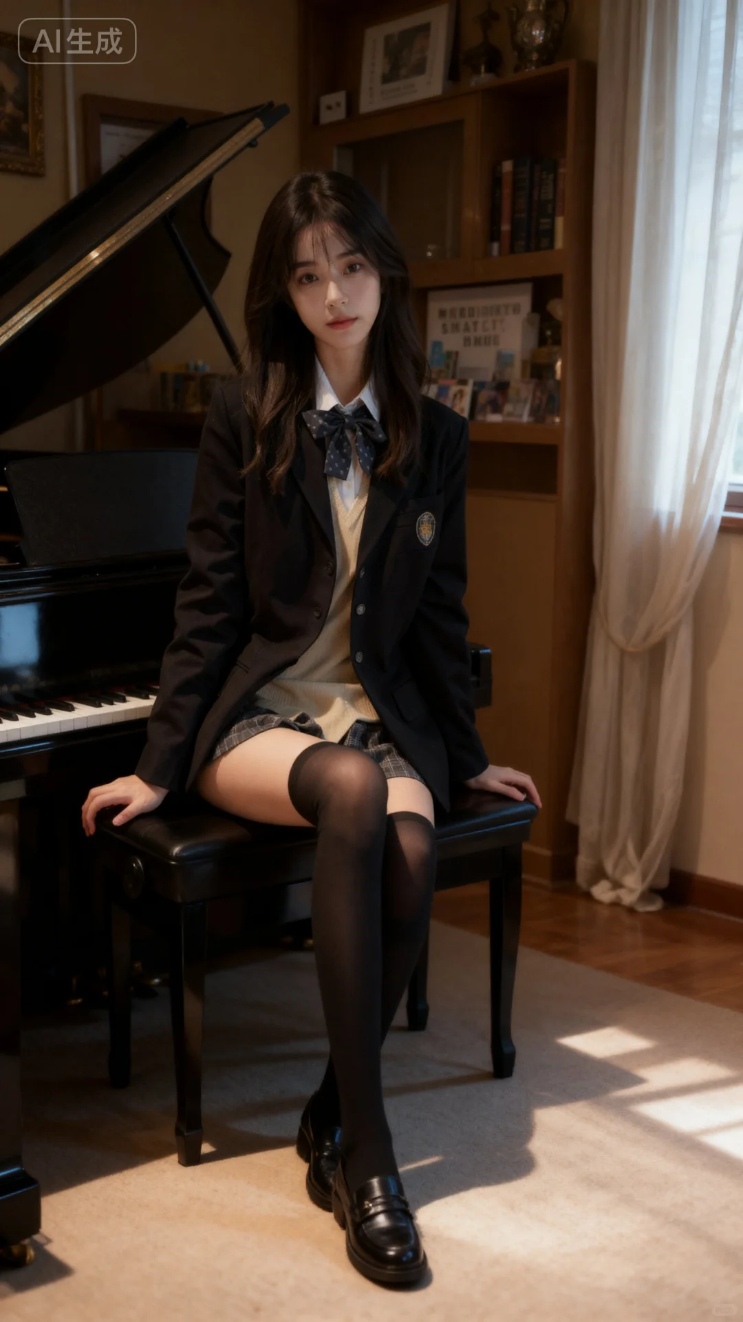钢琴教室拍的jk写真，氛围感绝了！❤️