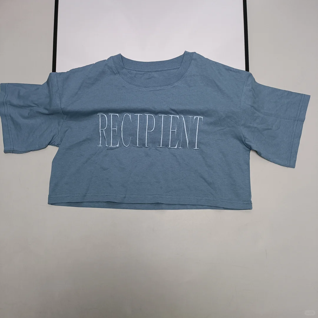 字母刺绣纯棉超短辣妹等短袖T恤外贸尾单