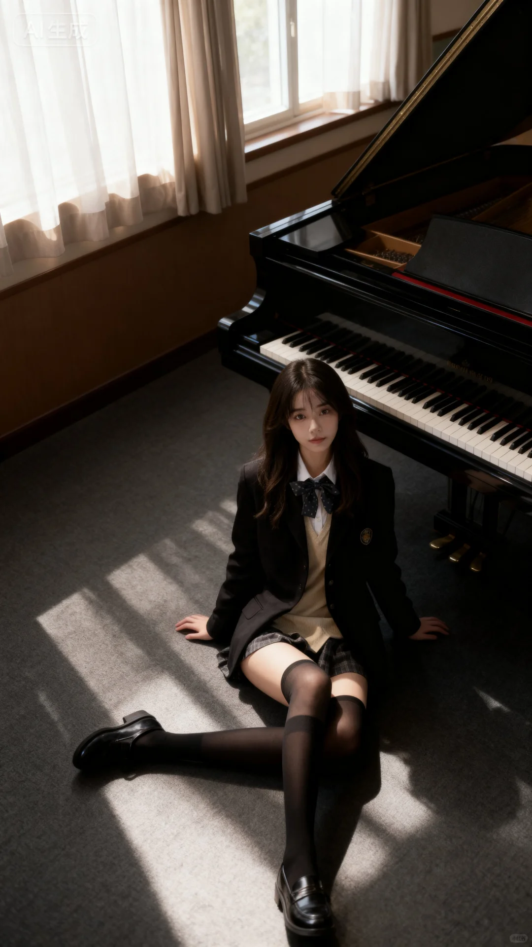 钢琴教室拍的jk写真，氛围感绝了！❤️