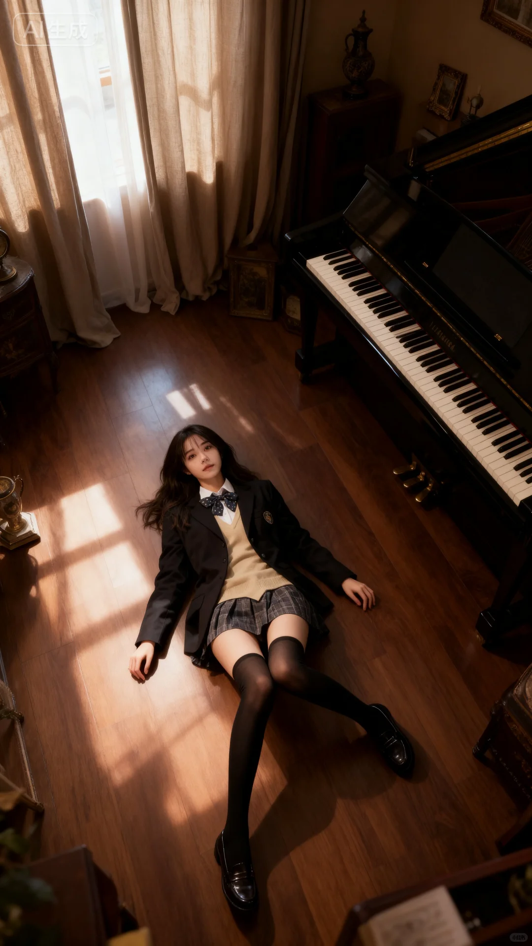 钢琴教室拍的jk写真，氛围感绝了！❤️