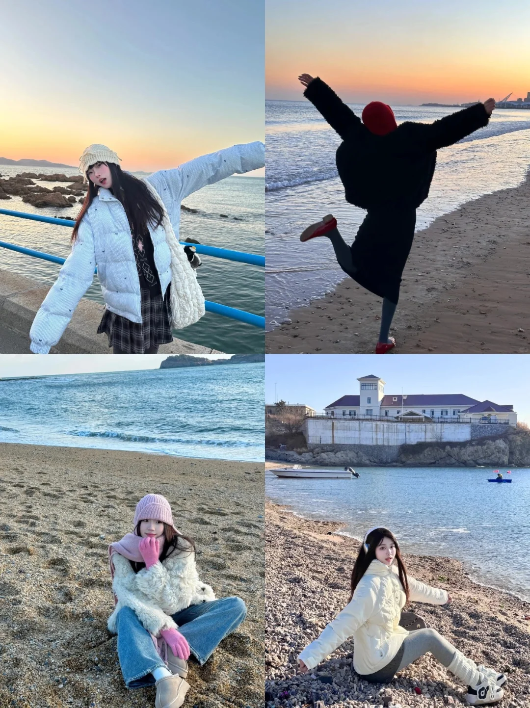 存一些冬天海边万能拍照姿势！📸