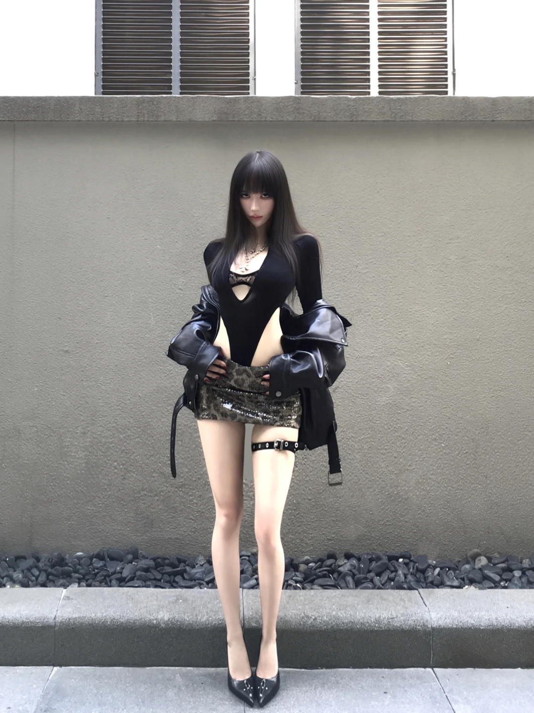 Leopard print, sequins and black lace