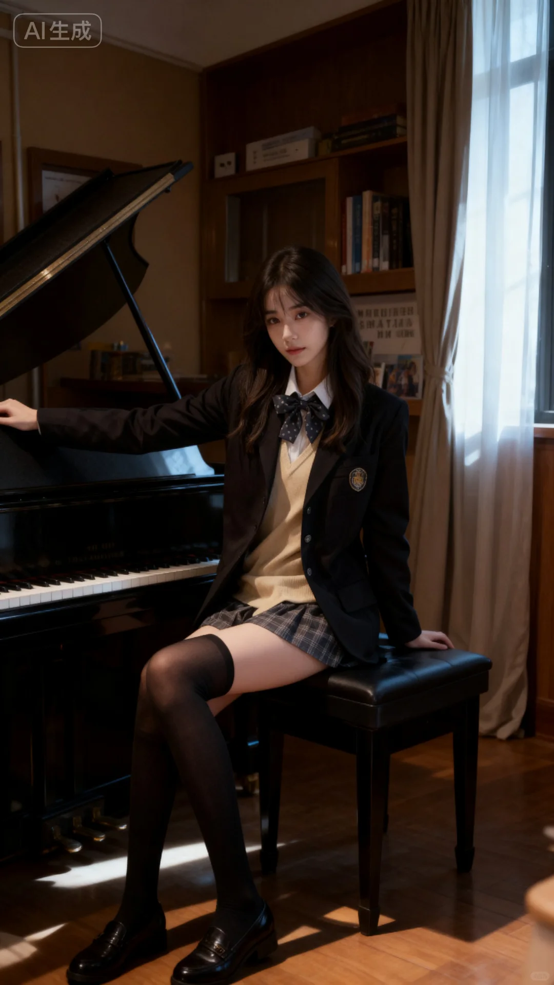 钢琴教室拍的jk写真，氛围感绝了！❤️