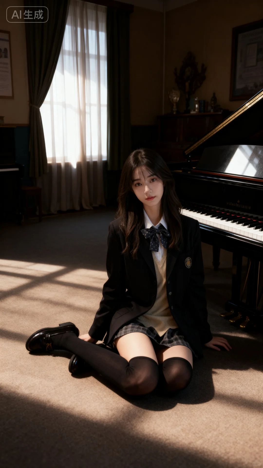钢琴教室拍的jk写真，氛围感绝了！❤️