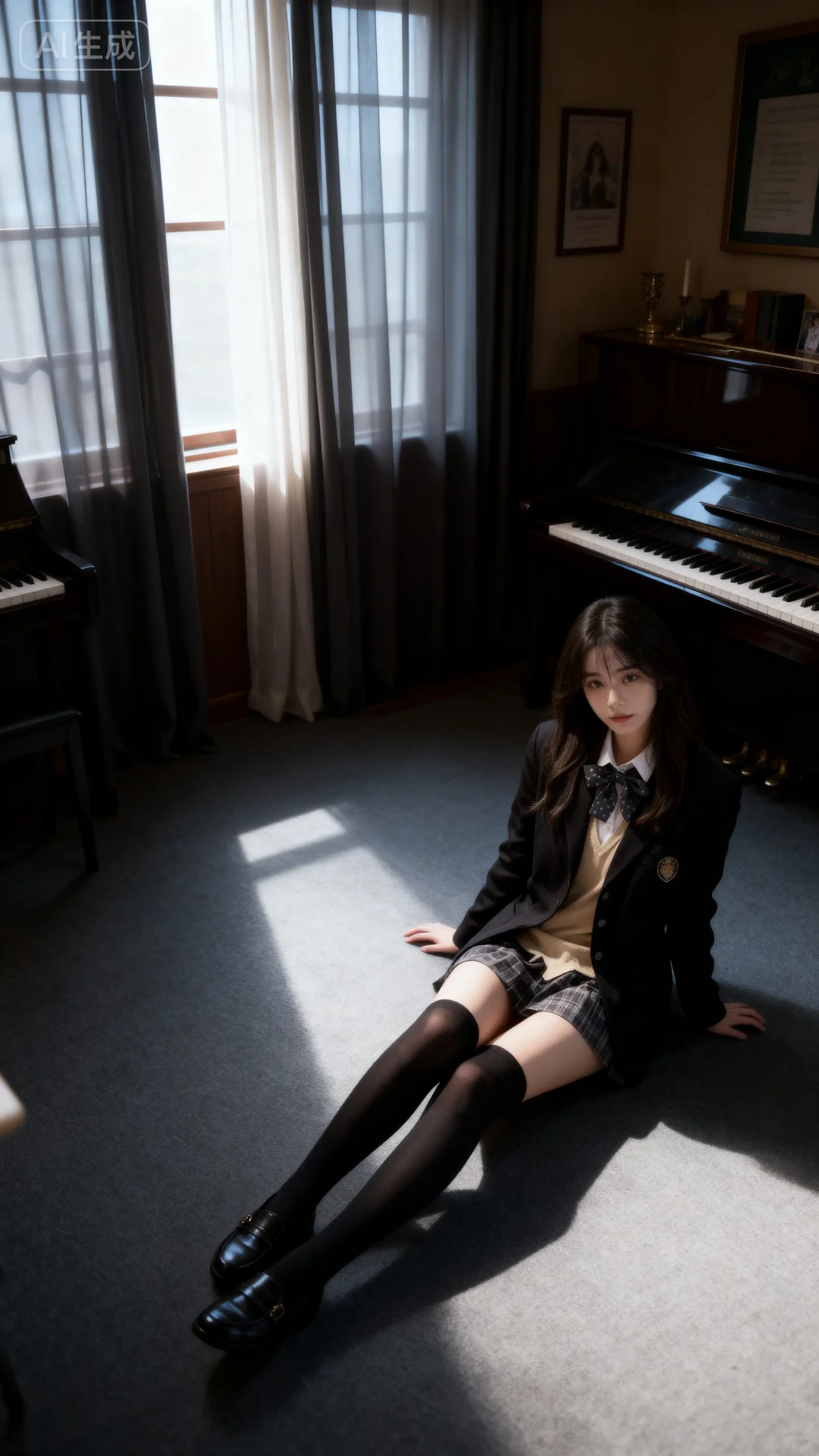 钢琴教室拍的jk写真，氛围感绝了！❤️