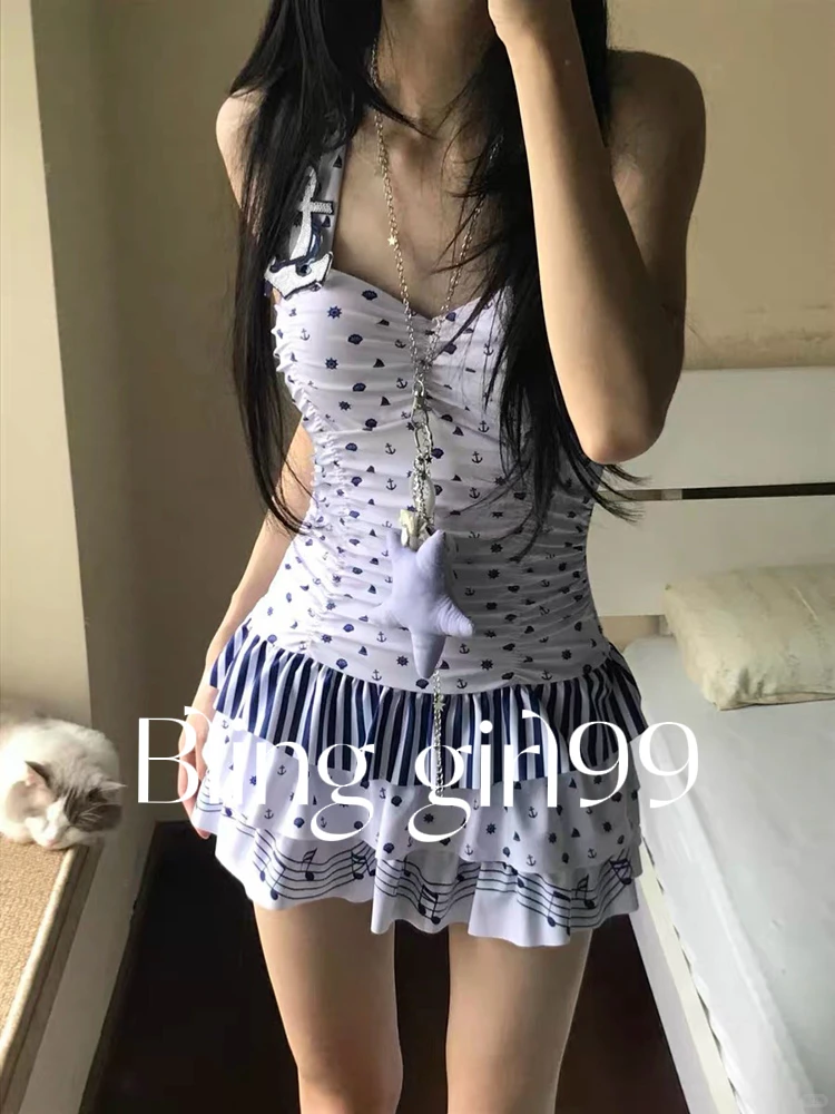 温泉季♨️泳衣分享！航海系蓝色波点好好看！