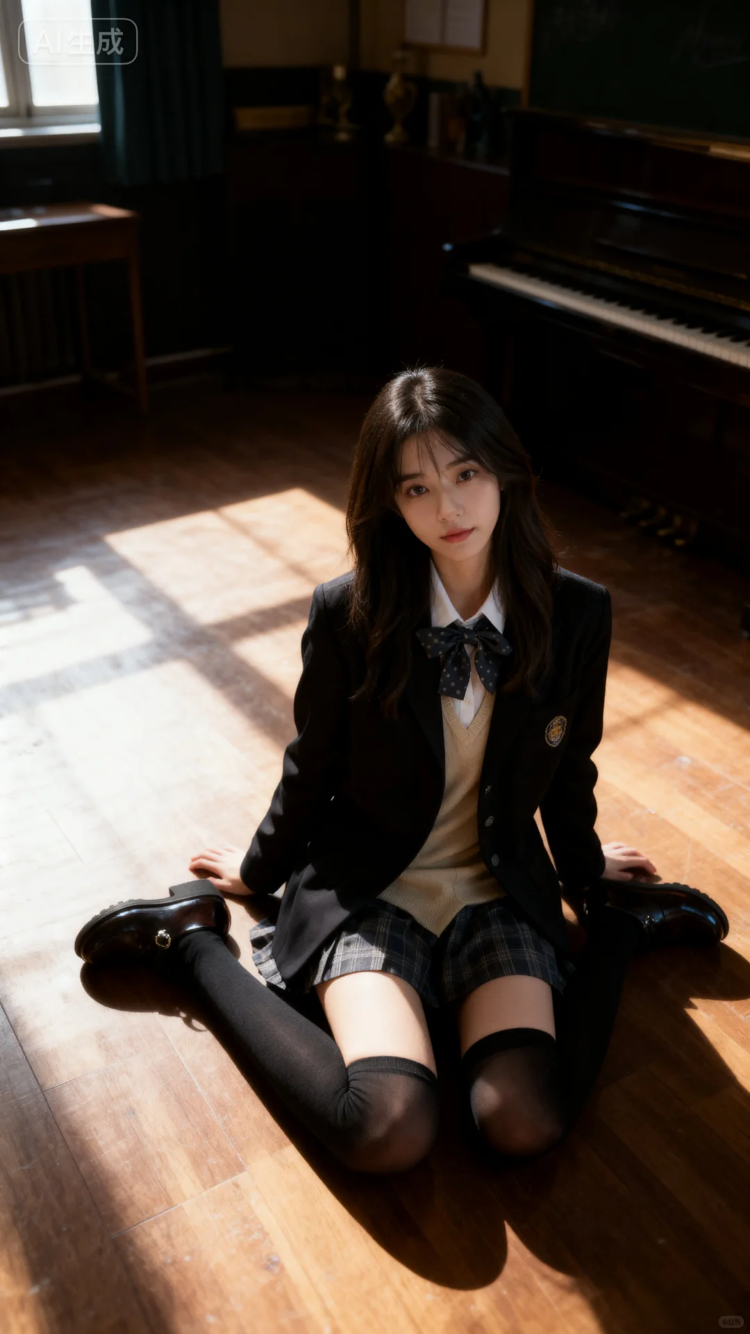 钢琴教室拍的jk写真，氛围感绝了！❤️
