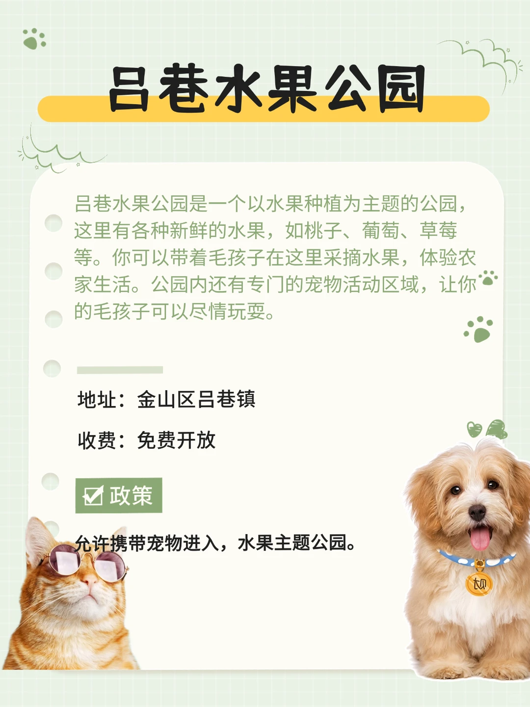 上海金山区宠物友好地图