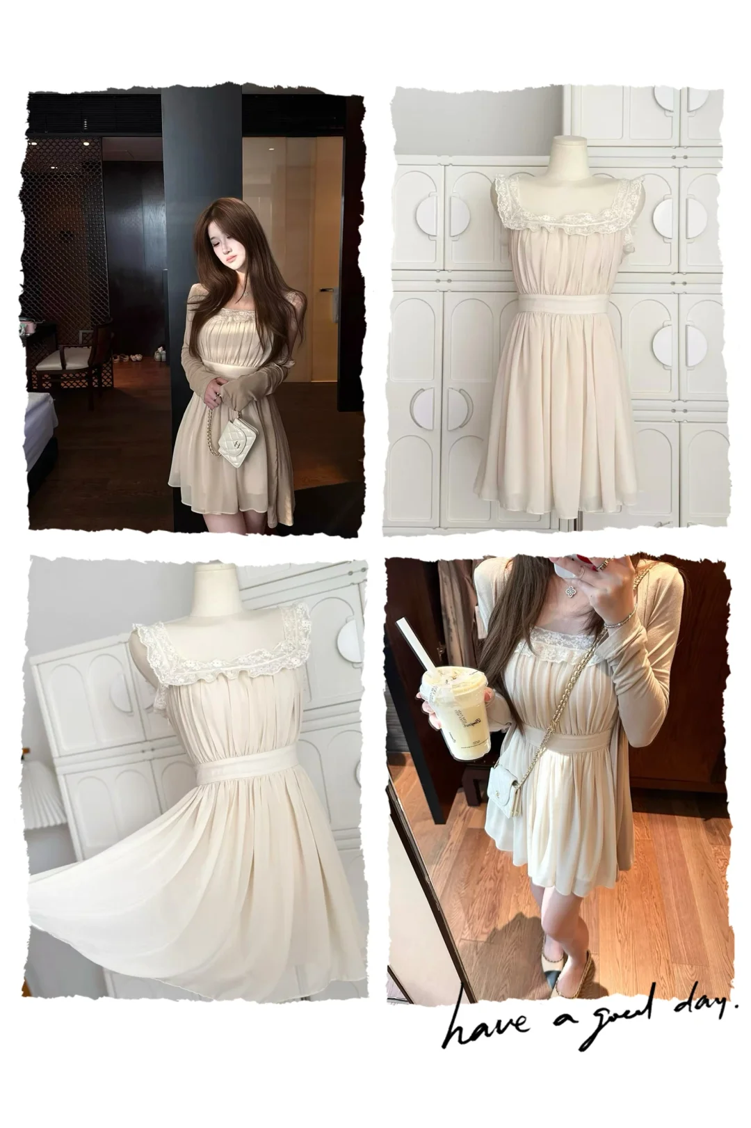 NAOAO 娇娇尤物 2025年夏季收腰蕾丝拼接花