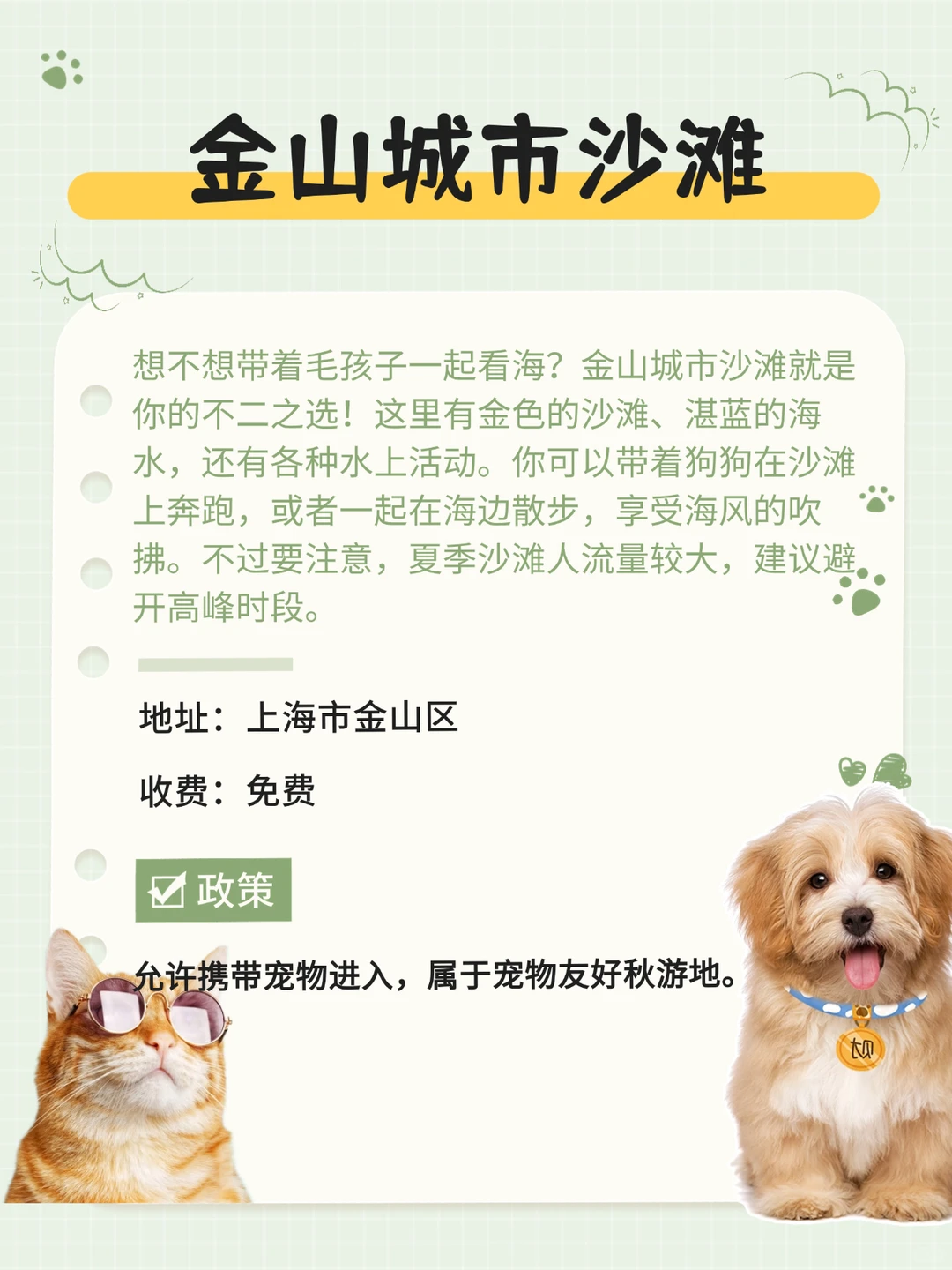 上海金山区宠物友好地图