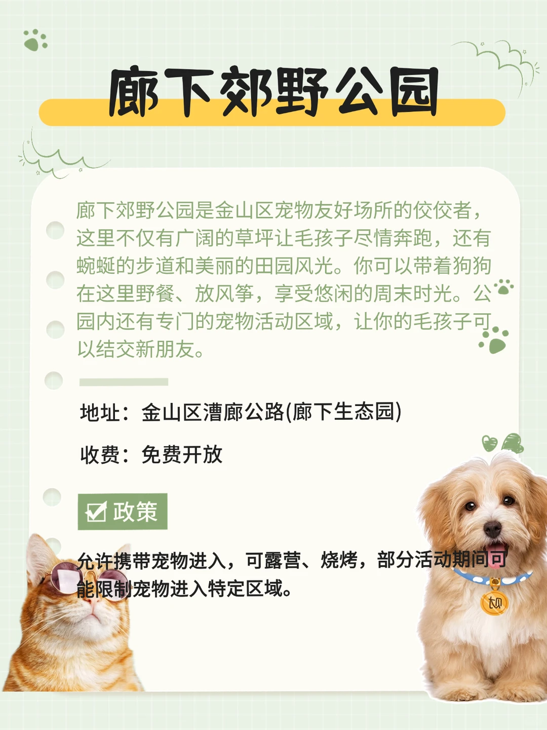 上海金山区宠物友好地图