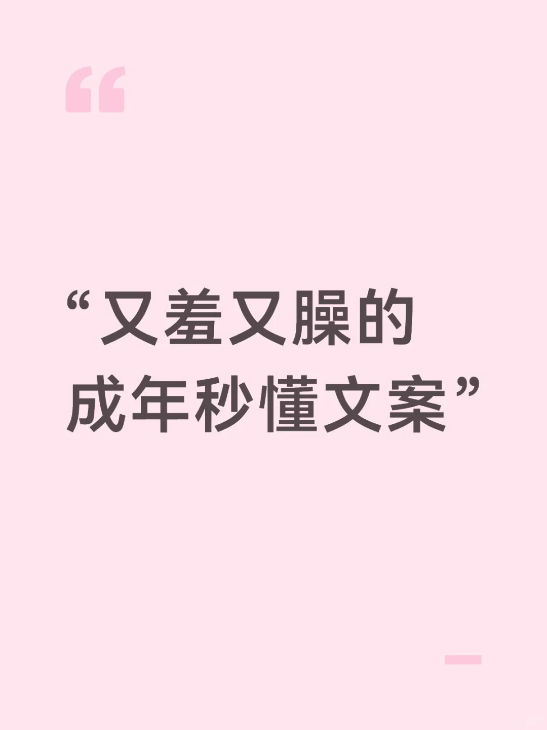 “又羞又臊的成年秒懂文案”