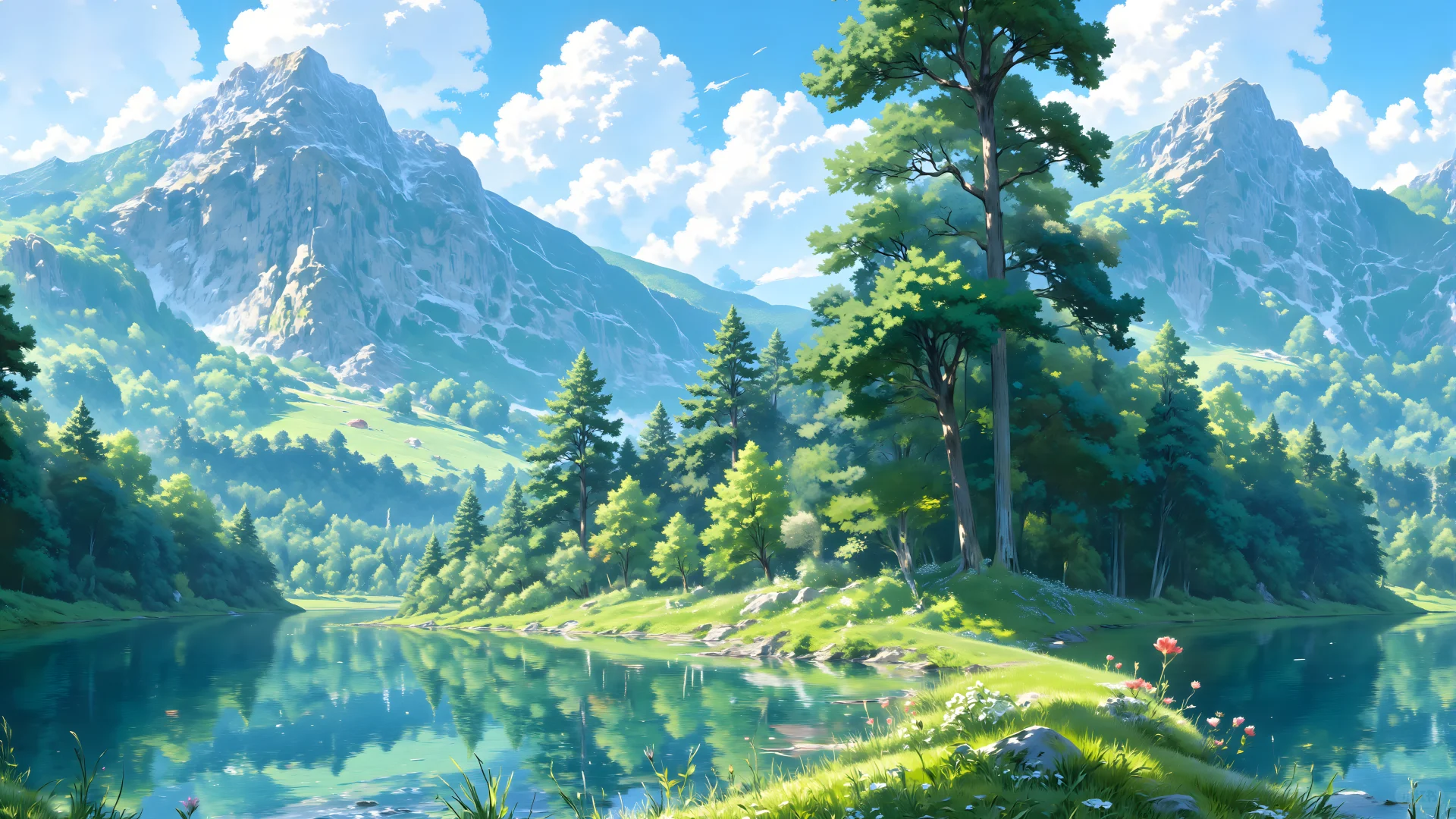 电脑壁纸 016-蓝天白云森林