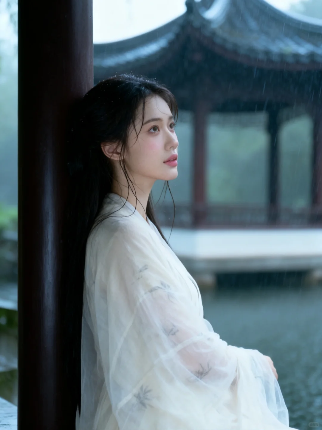 雨天的汉服写真｜AI生成‼️