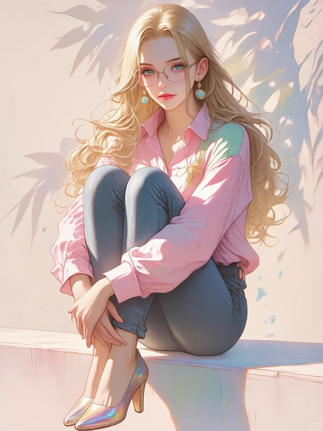 海贼穿搭破次元！粉衬衫 + 镭射高跟鞋