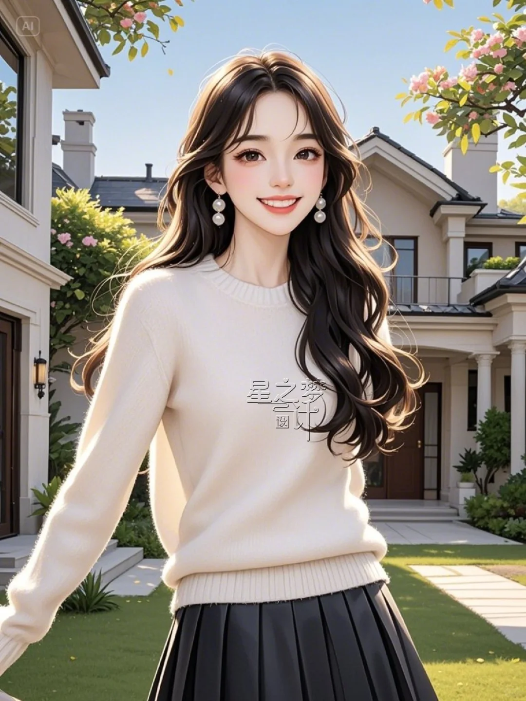 干净温柔毛衣女孩