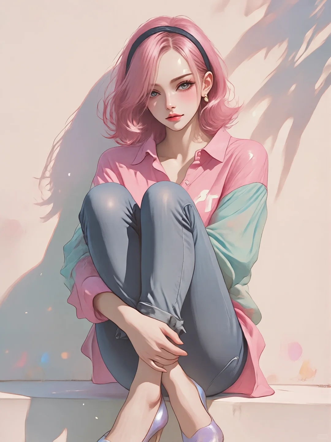 海贼穿搭破次元！粉衬衫 + 镭射高跟鞋