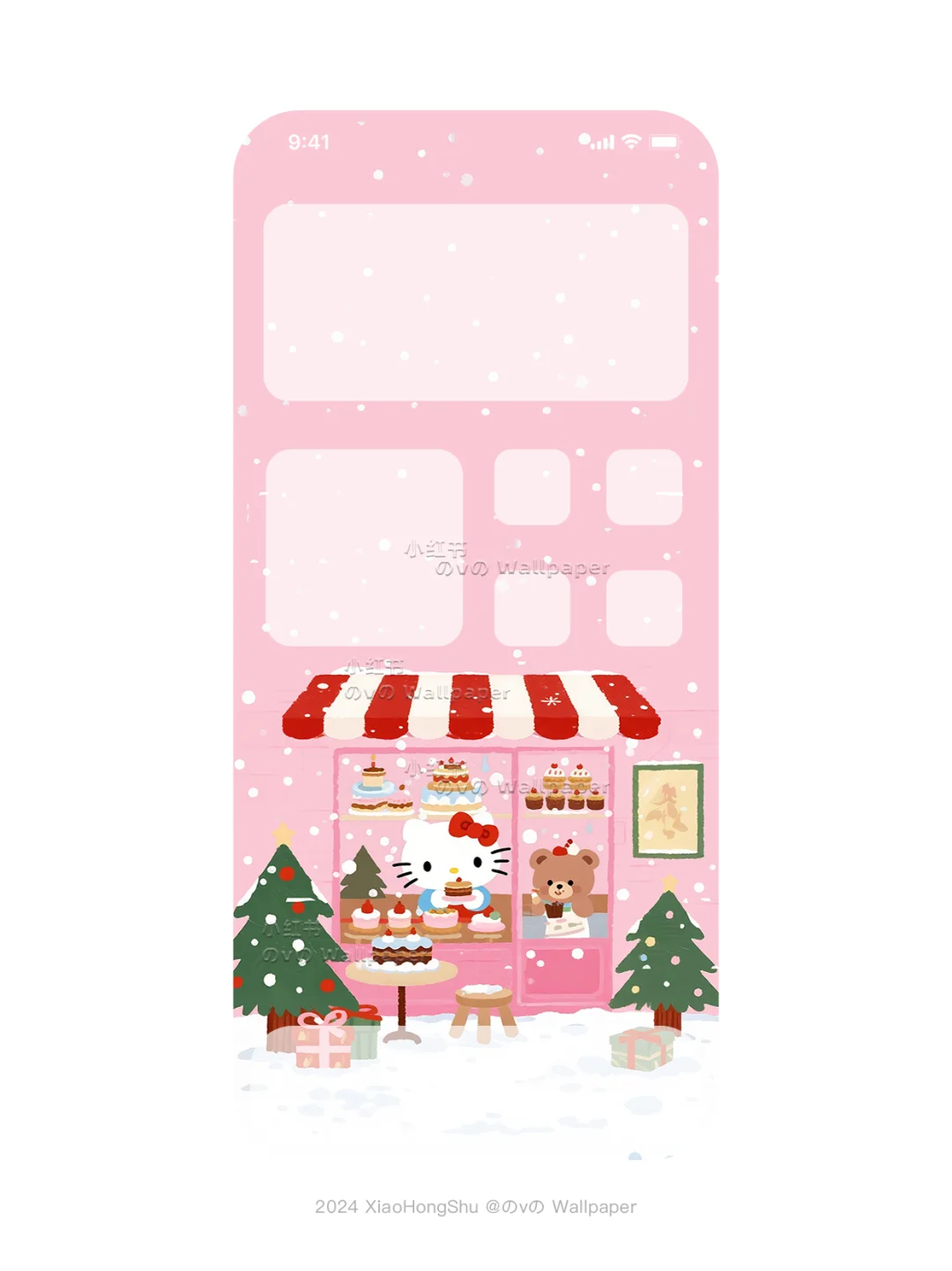 765丨Kitty 🎄 邂逅浪漫甜品店丨手机壁纸