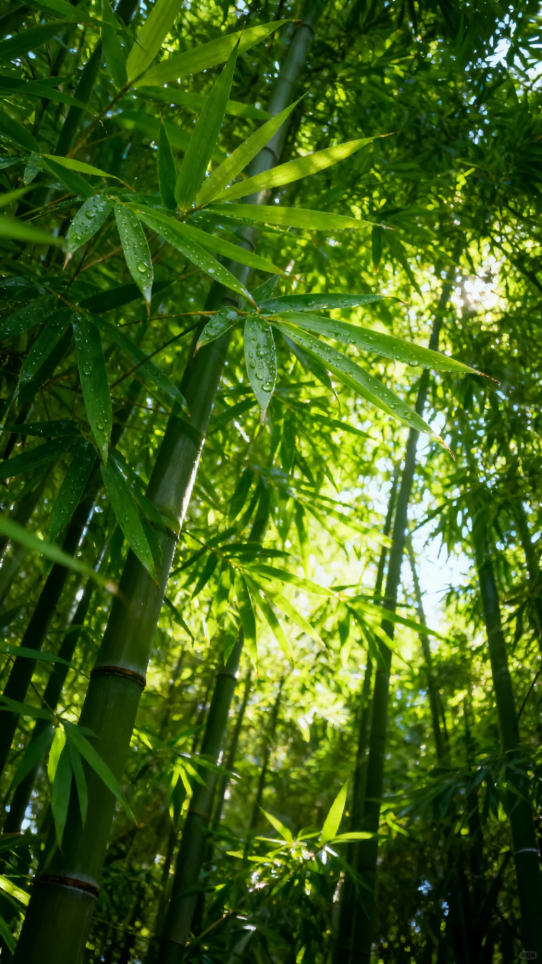 竹影婆娑，雨后竹叶清新如洗