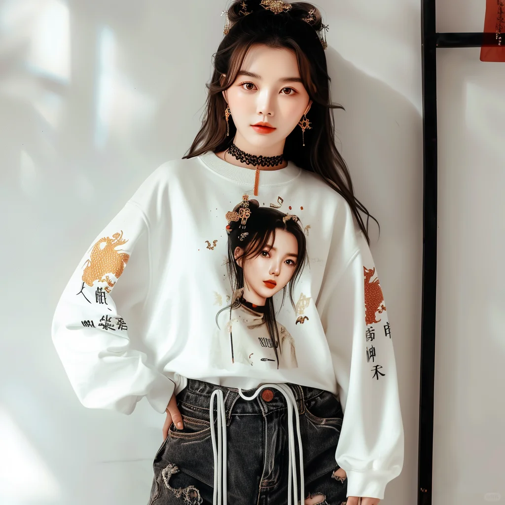 美女 | 换装 | 汉服 | 换成 | 现代 | 卫衣