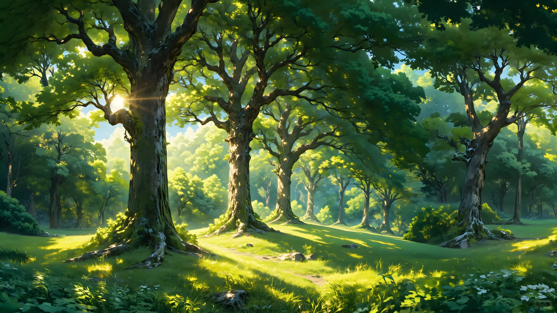 电脑壁纸 016-蓝天白云森林