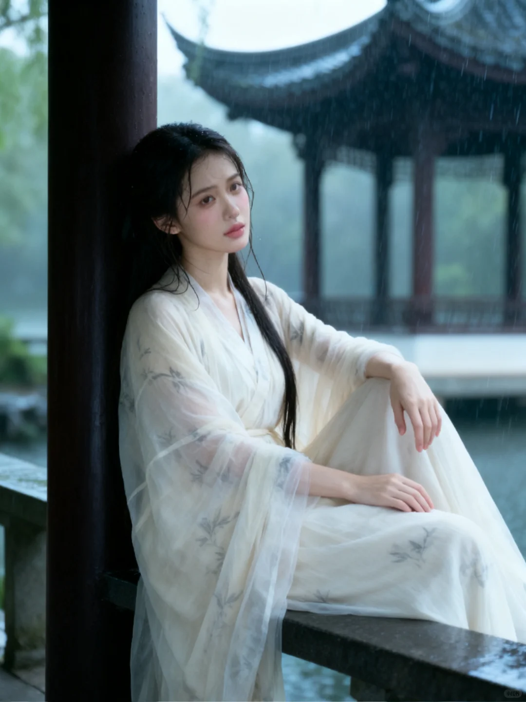 雨天的汉服写真｜AI生成‼️