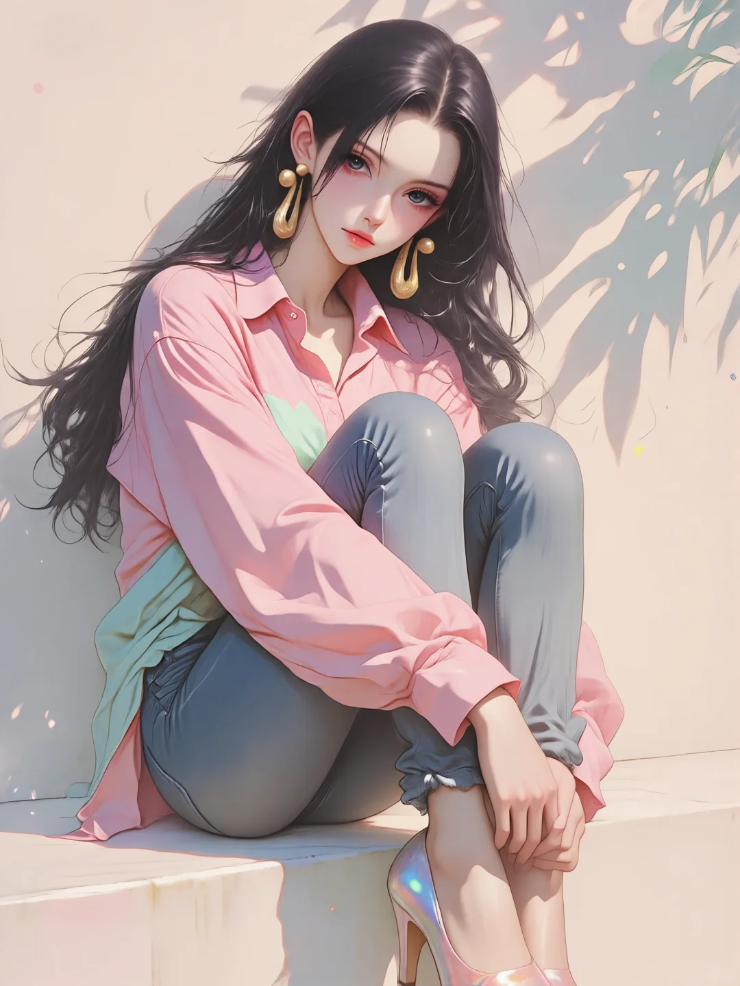 海贼穿搭破次元！粉衬衫 + 镭射高跟鞋