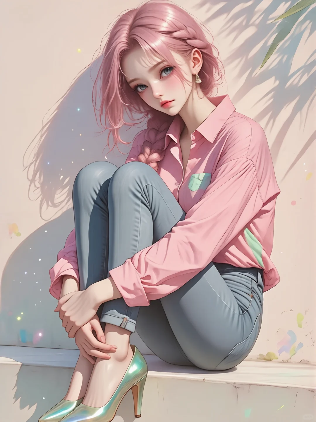 海贼穿搭破次元！粉衬衫 + 镭射高跟鞋