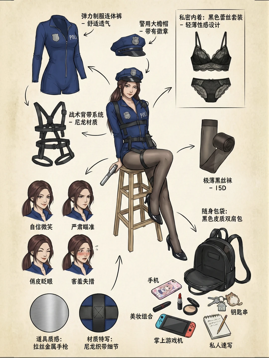 女搜查官像素级拆解 左滑看原图