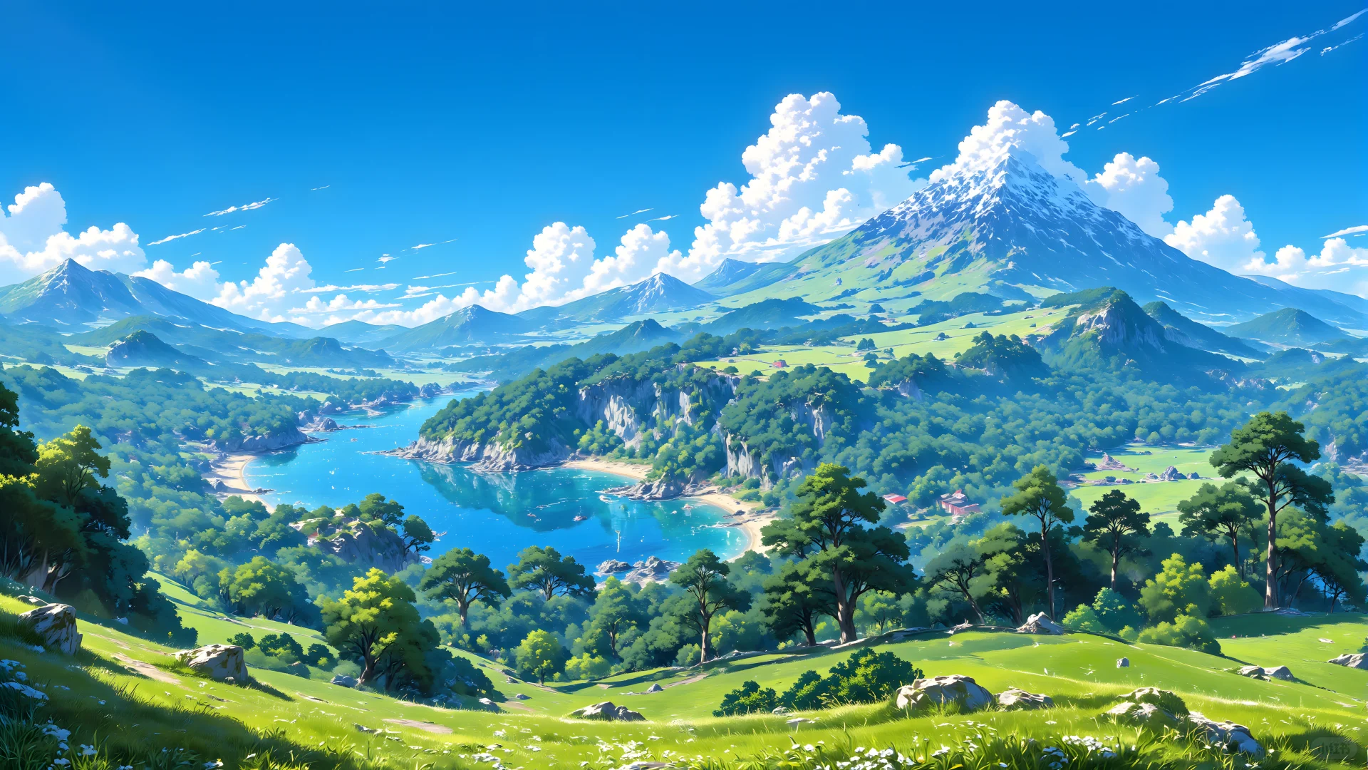 电脑壁纸 016-蓝天白云森林