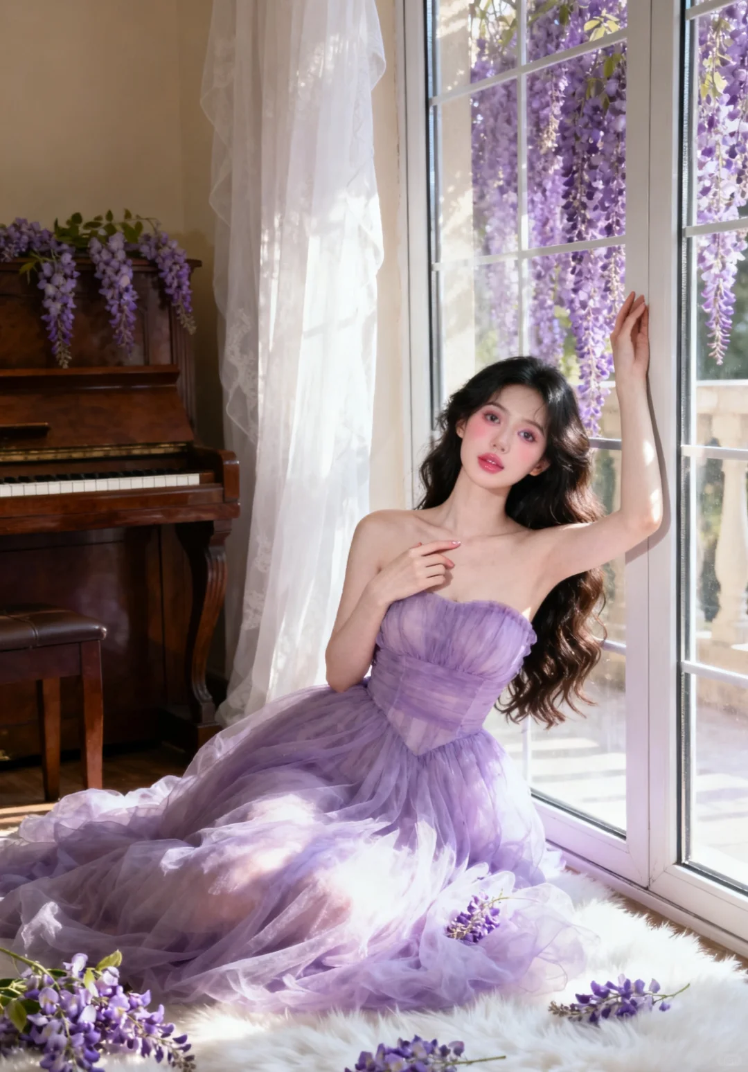紫藤花下的紫色梦境｜AI生成‼️